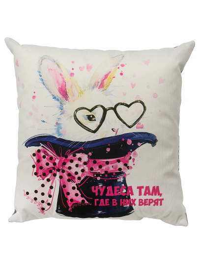 Подушка декоративная 40х40 см, Кролик в шляпе, 100%пэ