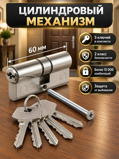 Личинка замка двери Зенит, МЦ1-5-60, БП-00011629, 60 мм, цинк