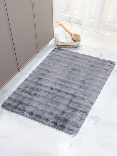 Коврик интерьерный 0.8х1.2 м, Silvano, прямоугольный, голубой, искусственный мех, Y4-11718