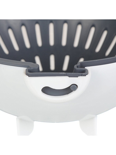 Дуршлаг пластик, 23.5х10 см, с миской, с ручкой, бело-серый, Y4-9117