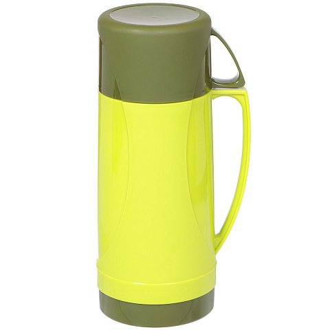 Термос пластиковый со стеклянной колбой Daniks 351-100 зеленый с узким горлом, 1 л
