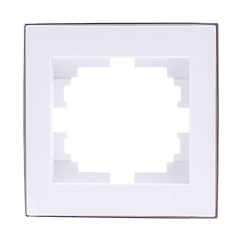 Рамка одноместная Lezard Rain 703-0225-146 горизонтальная белая с боковой вставкой хром