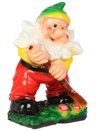 Фигурка садовая Гном с граблями, 47х39 см, гипс, Гарденвилл, 423