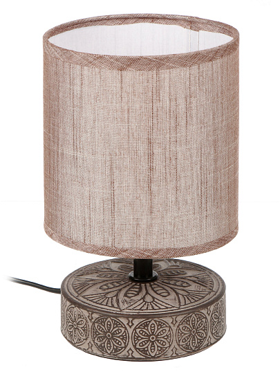 Светильник настольный E14, 40 Вт, коричневый, абажур коричневый, Rivoli, Eleanor, 7070-502, керамика кофейная