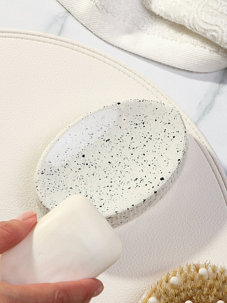 Мыльница настольная, керамика, 12.5х8.5х2.8 см, серый с вкраплением, Y4-9850