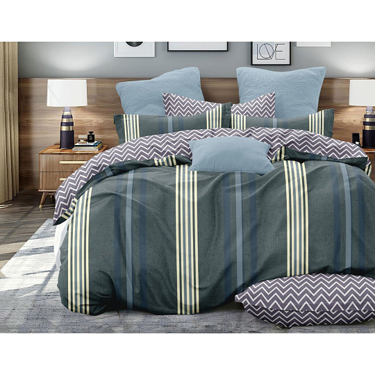 Постельное белье 2-спальное, простыня 180х215 см, 2 наволочки 70х70 см, пододеяльник 175х215 см, Love&amp;Live, поплин, 28412
