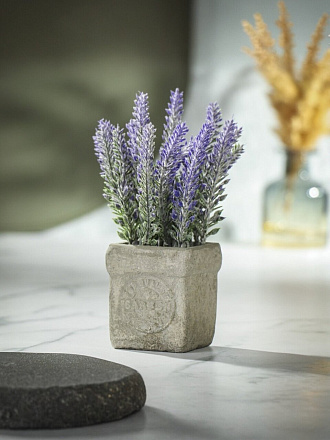 Цветок искусственный декоративный Лаванда, в кашпо, 17х6 см, сиреневый, Y4-7160