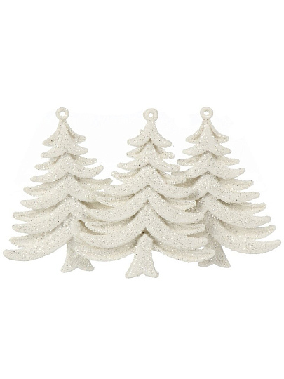 Набор елочных украшений Елочки, 3 шт, белый, 9.5х8 см, пластик, Y4-9398
