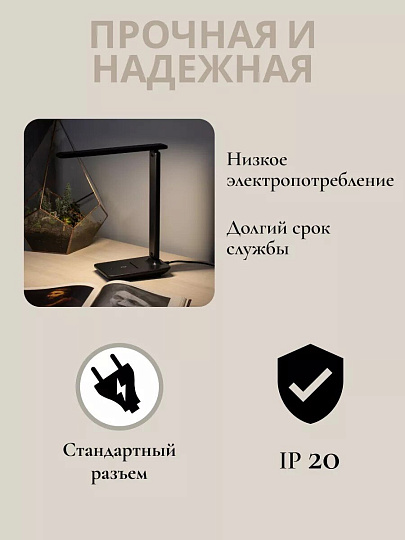 Светильник настольный 10 Вт, черный, Эра, NLED-506-10W-BK, Б0058336