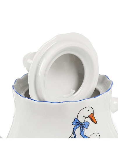 Чайник заварочный фарфор, 0.8 л, Добрушский фарфоровый завод, Гуси, Романс, 3С1776/1Ф34