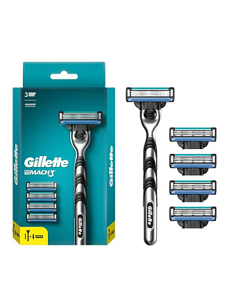 Станок для бритья Gillette, Mach3, для мужчин, 5 сменных кассет
