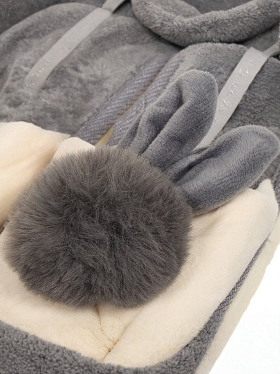 Тапки для женщин, бежевый, серые, р. 36-37, открытые, С зайчиком, А-78-139-12