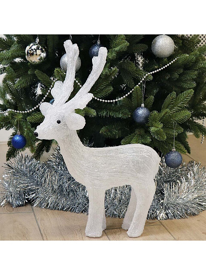 Фигурка декоративная акрил, Олень, 38х62 см, 50LED, 220В, белая, Y4-3071