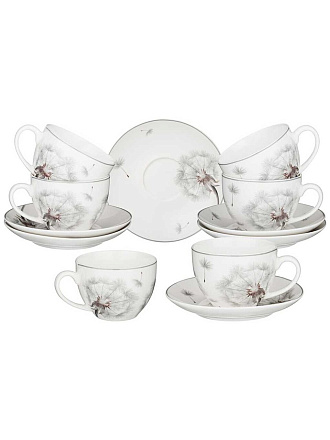 Набор чайный фарфор, 12 предметов, на 6 персон, 280 мл, Lefard, Dandelion, 87-276, подарочная упаковка