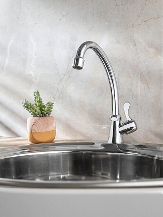 Смеситель для кухни, РМС, с кран-буксой, для одного типа воды, хром, SL79-269F-1