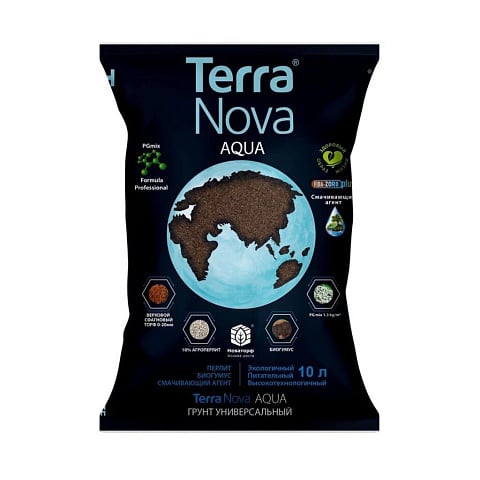 Грунт Aqua, универсальный, с биогумусом и перлитом, 10 л, Terra Nova