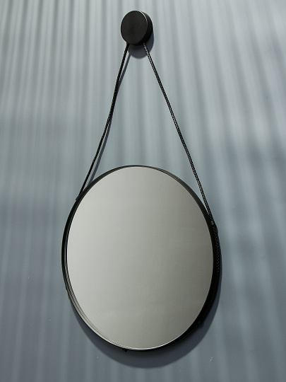 Зеркало интерьерное настенное, 40.3 см, металл, МДФ, с ремешком, круглое, 4005-Zm1