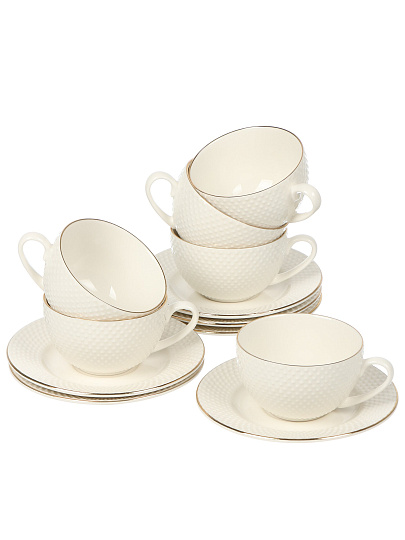 Набор чайный фарфор, 12 предметов, на 6 персон, 275 мл, Jewel, Адель, ПС0014-33