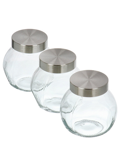 Банка для сып продуктов, стекло, 3 шт, 0.2 л, с крыш, Y4-11681