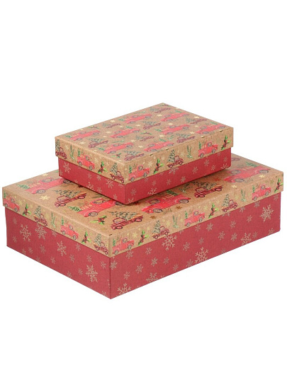 Коробка подарочная картон, 35х25х10 см, в ассортименте, Новый год, A470109