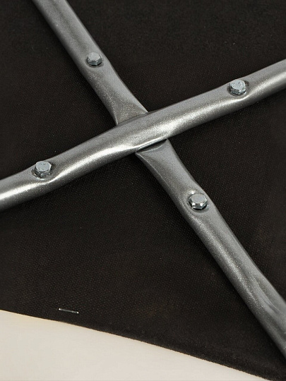 Табурет 310х310х435 мм, кремовый/серебро, сиденье квадратное, экокожа, на 4-х металлических опорах, Классик