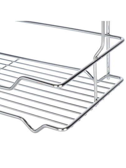 Полка для ванной металл, настенная, 2 яруса, прямая, 35х15х36 см, хром, белая, Y515