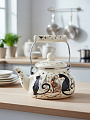 Чайник сталь, эмалированное покрытие, 2.5 л, Agness, Парижские коты, индукция, 934-391 - фото 2