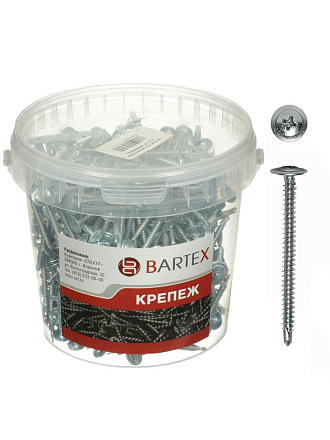 Саморез универсальный, с прессшайбой, сверло, диаметр 4.2х50 мм, 250 шт, банка, Bartex