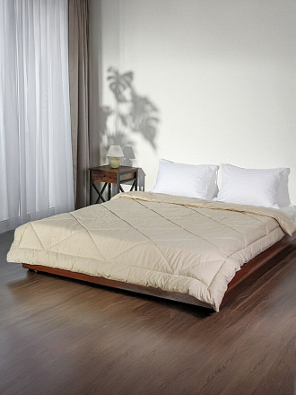 Одеяло евро, 200х220 см, Овечья шерсть, всесезонное, чехол 100% хлопок, кант, Silvano