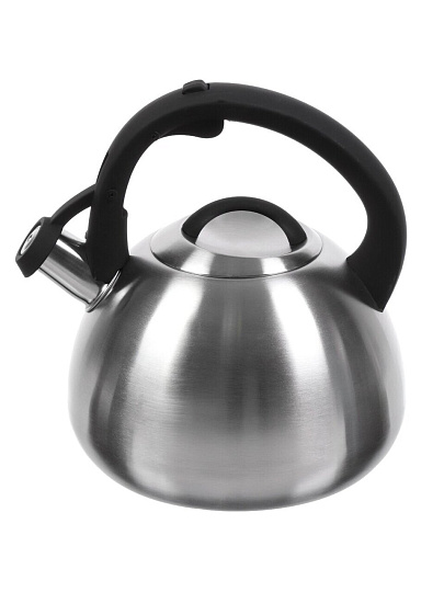 Чайник нержавеющая сталь, 2.7 л, со свистком, матовый, ручка бакелитовая, с силиконовым покрытием, Daniks, индукция, стальной, M-085