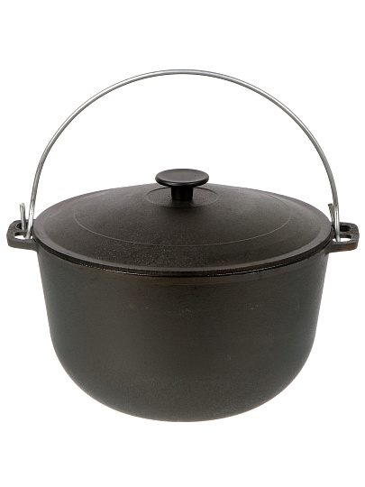 Казан чугун, 8 л, с крышкой, крышка чугун, с дужкой, Гардарика, 1508-3