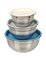 Набор мисок нержавеющая сталь, круглый, 3 шт, 18, 22, 26 см, с крышкой, Daniks, Y4-9617 - фото 2