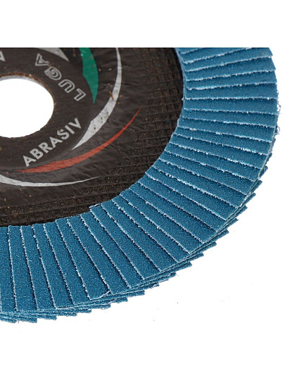 Круг лепестковый торцевой КЛТ1 для УШМ, LugaAbrasiv, диаметр 150 мм, посадочный диаметр 22 мм, зернистость ZK100, шлифовальный