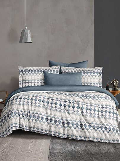 Постельное белье 2-спальное, простыня 230х240 см, 2 наволочки 70х70 см, 2 наволочки 50х70 см, пододеяльник 180х210 см, Silvano, сатин люкс, подарочная упаковка, 21/047-SLCK/SLV