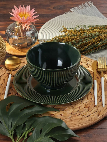 Салатник керамика, круглый, 15х9 см, Emerald Green, Domenik, TDB473/DMD034