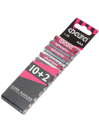 Батарейка ФАZА, ААА (LR03, 24A), Super Alkaline, щелочная, блистер, 12 шт, 2854612