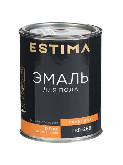 Эмаль Estima, ПФ-266, для пола, алкидная, глянцевая, желто-коричневая, 0.9 кг