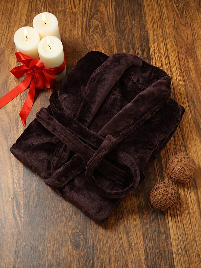 Халат унисекс, махровый, 100% полиэстер, горький шоколад, универсальный, T2020-110