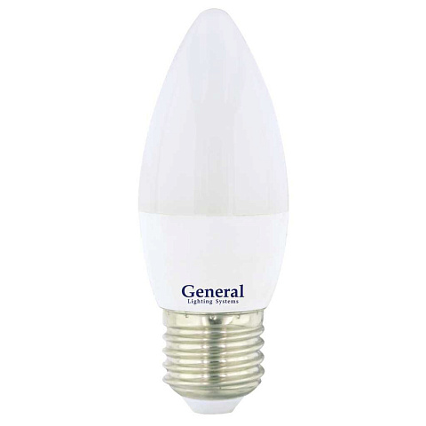 Лампа светодиодная E27, 8 Вт, 230 В, свеча, 6500 К, свет холодный белый, General Lighting Systems, GLDEN-CF