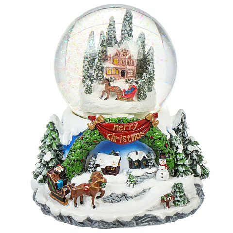Фигурка декоративная Снежный шар, 15 см, свет, музыка, 3АА, ME2021-MH0105