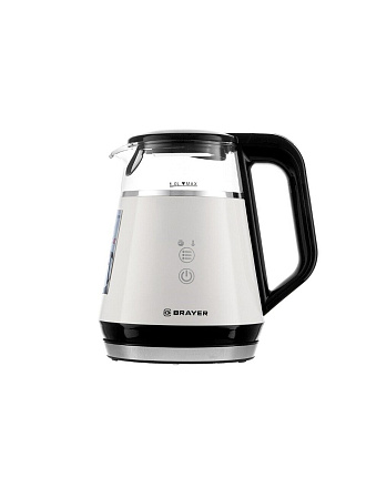 Чайник электрический Brayer, BR1084, 1 л, 1100 Вт, скрытый нагревательный элемент, стекло