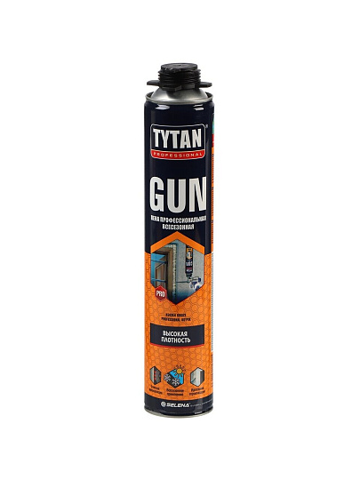 Пена монтажная Tytan, Gun, профессиональная, 42 л, 750 мл, всесезонная, 65016