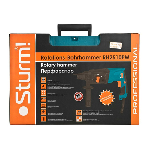 Перфоратор Sturm, RH2510PM, SDS-Plus, 1000 Вт, 2.9 Дж, 3 режима, с кейсом, RH2510PM
