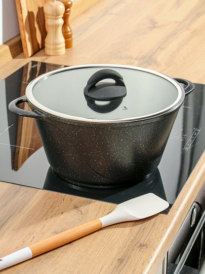 Кастрюля алюминий, антипригарное покрытие, 4 л, крышка стекло, Гурман, Eclipse, ГМк403ЭКИ, индукция