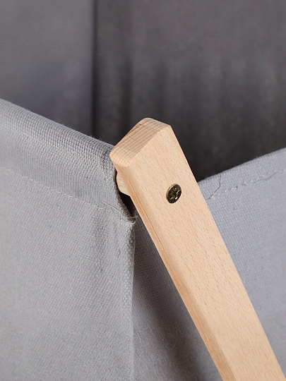 Корзина для белья, 39х62 см, прямоугольная, дерево, текстиль, серая, Y4-7886