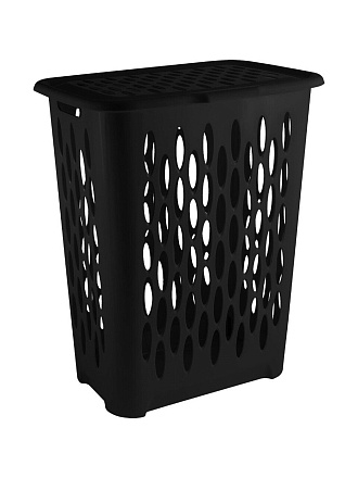 Корзина для белья, 37 л, 42.2х29х51.5 см, прямоугольная, пластик, с крышкой, Keeplex, Black, KL180111621