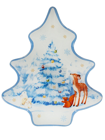 Блюдо стекло в форме елки, 16.5х19.5 см, Зимняя сказка, Daniks