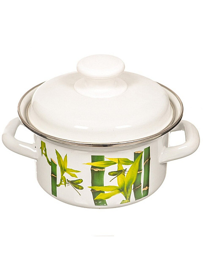 Кастрюля эмалированная сталь, 1 л, крышка сталь, цилиндрическая, Керченский металлургический завод, 42304-072/6, в ассортименте