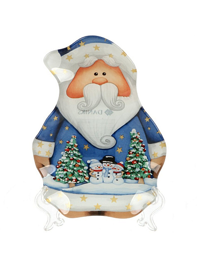 Блюдо стекло, фигурное, 14.2х19.1 см, Дед Мороз, Daniks