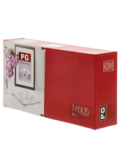 Блюдо стекло, квадратное, 18 см, 6 шт, Tandis, Kaveh, DT1057GCL